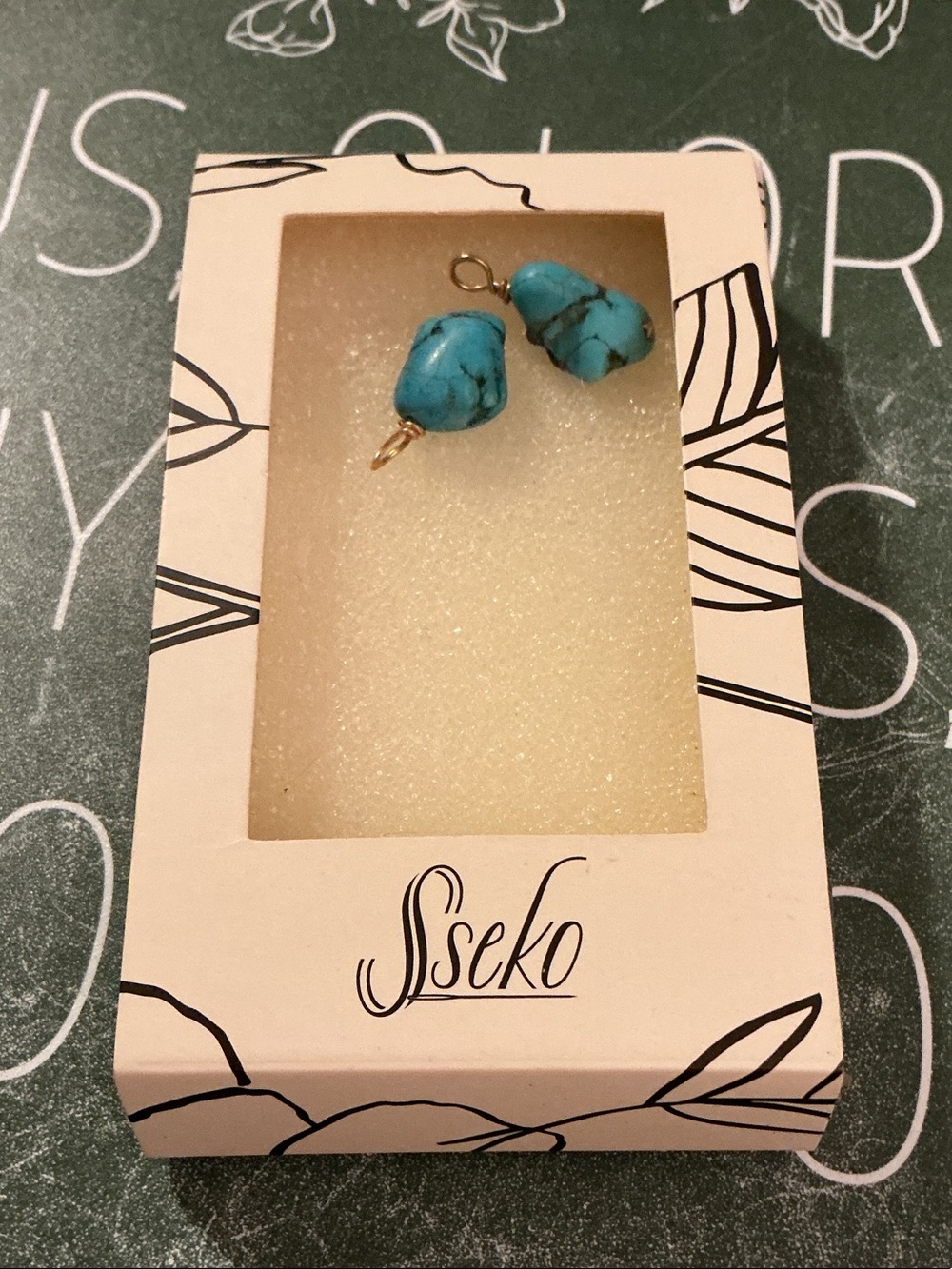 Sseko Turquoise Stone Charm Pair with Gold Loops